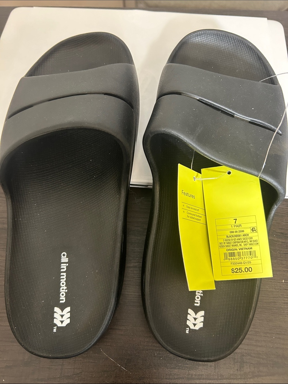 all in motion Black Men's Slide Sandals with Single Strap